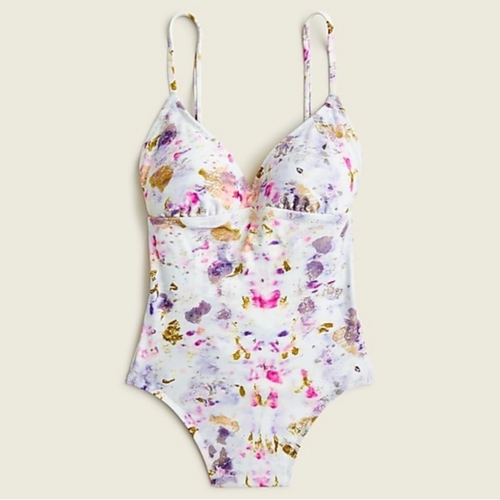 J. Crew X Floral Obscura One Piece Swimsuit 8 NWT